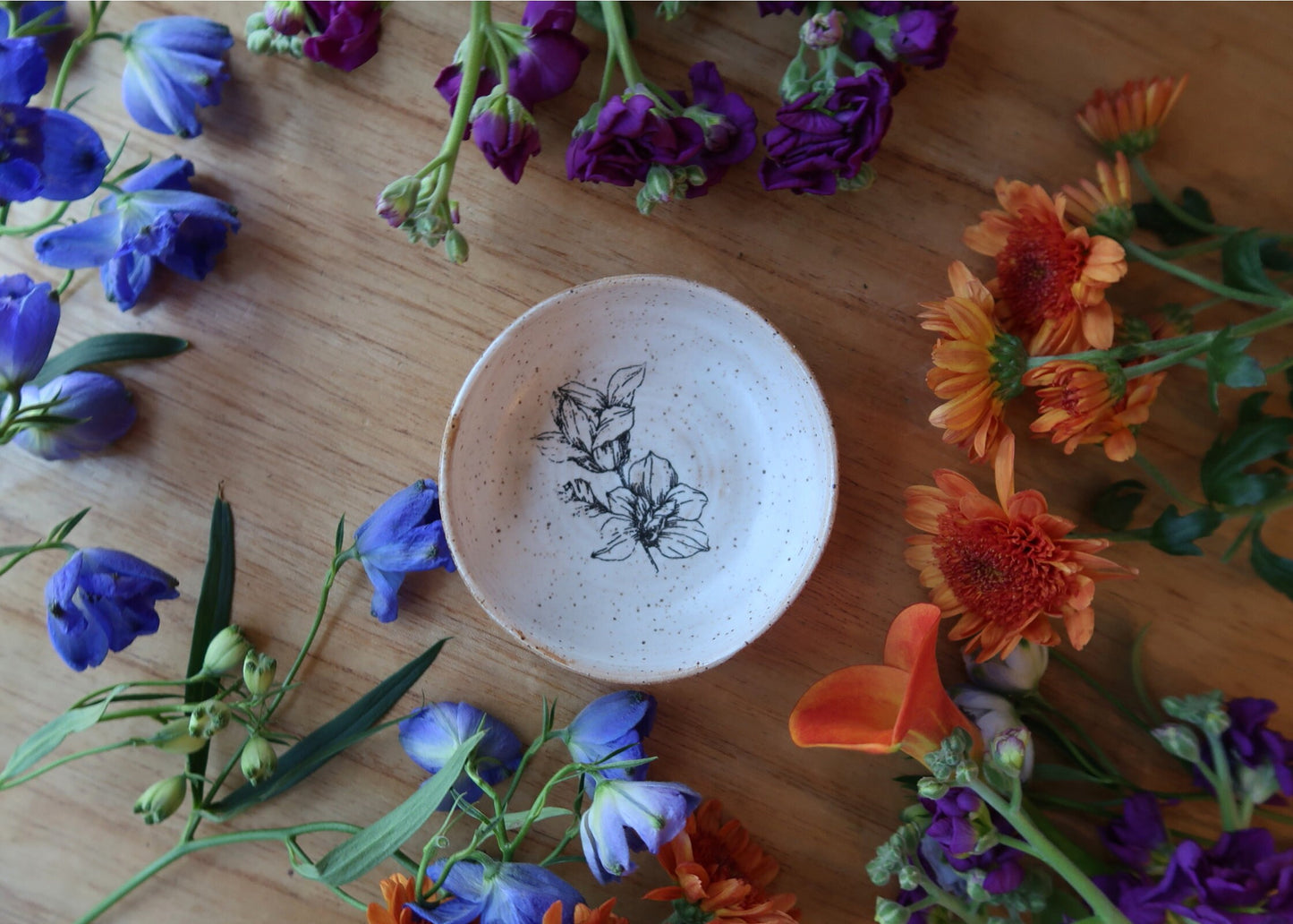 Floral Ramekin - White - Handmade Ceramic Kitchenware