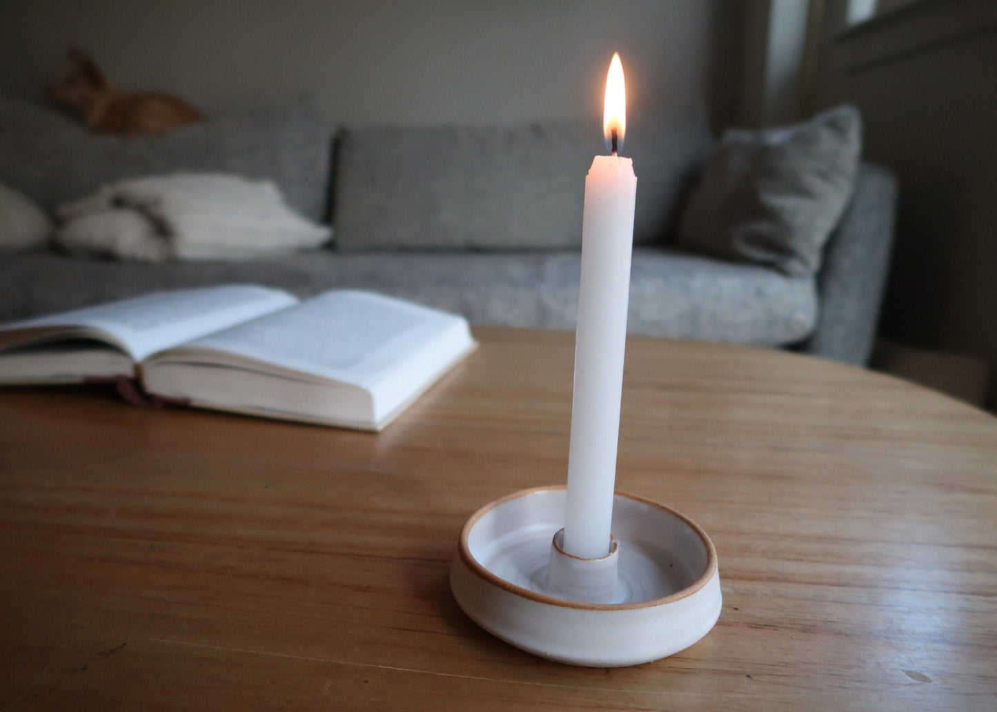 Handmade Angled Taper Candle Holder  Unique Ceramic Candle Stand for Elegant Home Decor