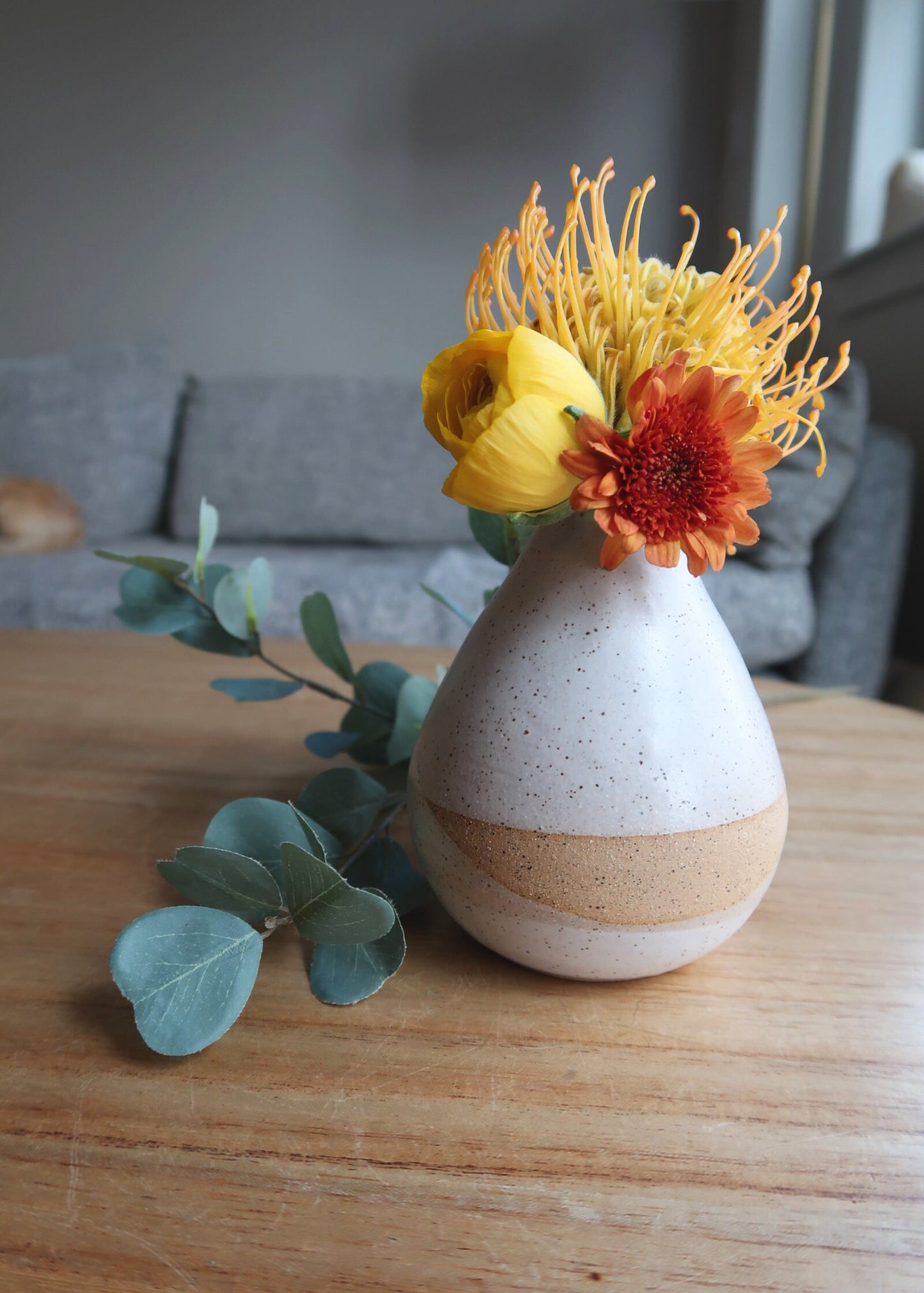 Handmade Criss-Cross Wide-Bottom Bud Vase  Unique Ceramic Vase with Color Options