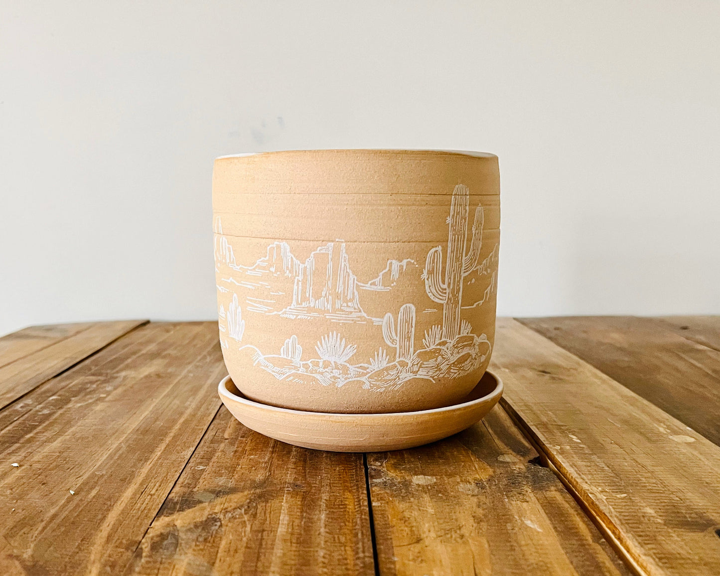 Desert Planter with Saucer - Succulent/Plant Pot - Handmade Ceramic