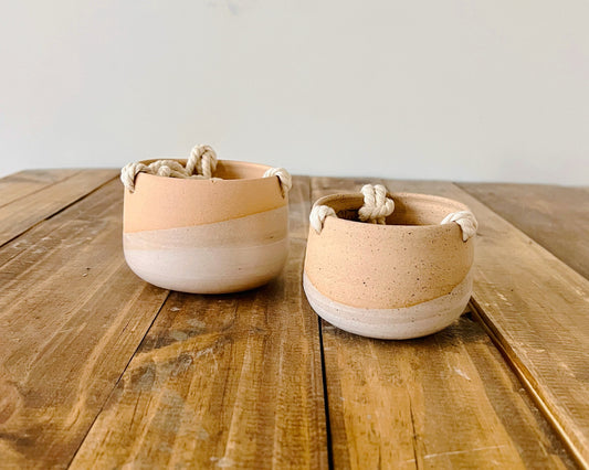 Hanging Orb Pot with Cord - White - Handmade Ceramic - Color Options