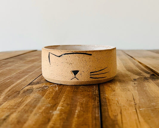 SALE! 50 percent off! Mod Cat Food Bowl - Natural Beige and White Ceramic - Handmade Pet Dish
