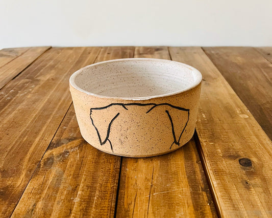 SALE! 50% off - Mod Dog Food Bowl  Handmade Ceramic Pet Bowl in Natural Beige and White  Food and Water Dish for Modern Homes