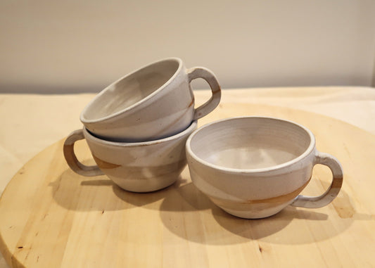 Seconds - Angled Teacup - Oversized Espresso Mug - White - Handmade Ceramic