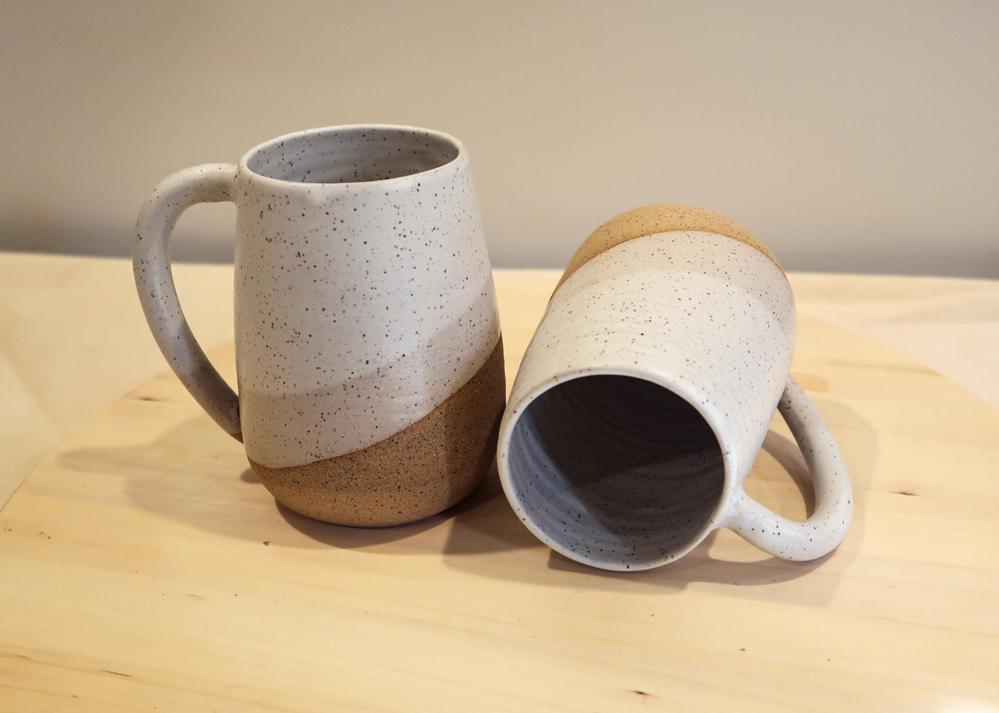 SALE! 50% off Seconds  - Tall Round-Bottom Mug - Speckled White - Handmade Ceramic Coffee Mug