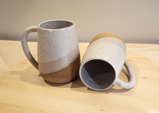 SALE! 50% off Seconds  - Tall Round-Bottom Mug - Speckled White - Handmade Ceramic Coffee Mug