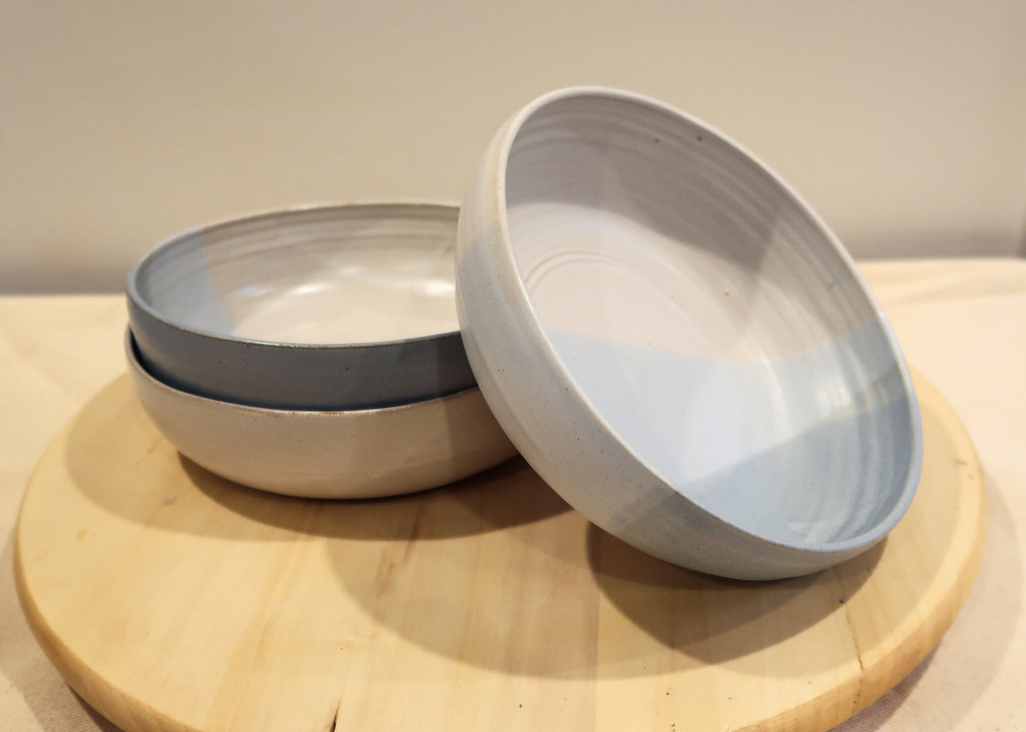 Seconds - Criss-Cross Wide-Bottom Blate - Blues - Handmade Ceramic Kitchenware