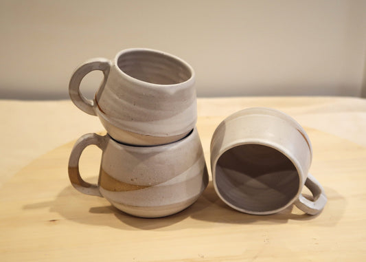 SALE! 50% off Seconds - Criss-Cross Angled Espresso Mug - White - Handmade Ceramic Kitchenware