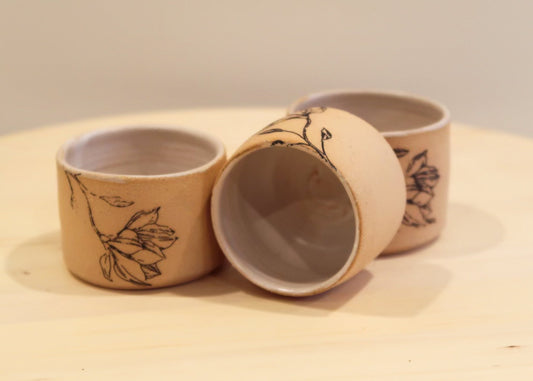 Seconds - Floral Ceramic Matchstick Holder - Smooth Stoneware Texture - Strike-on-side - Handmade Ceramic