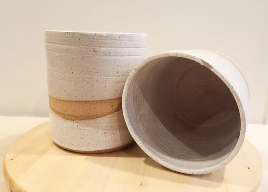 SALE! 50% off Seconds - Large Criss-Cross Utensil Holder - White - Vase