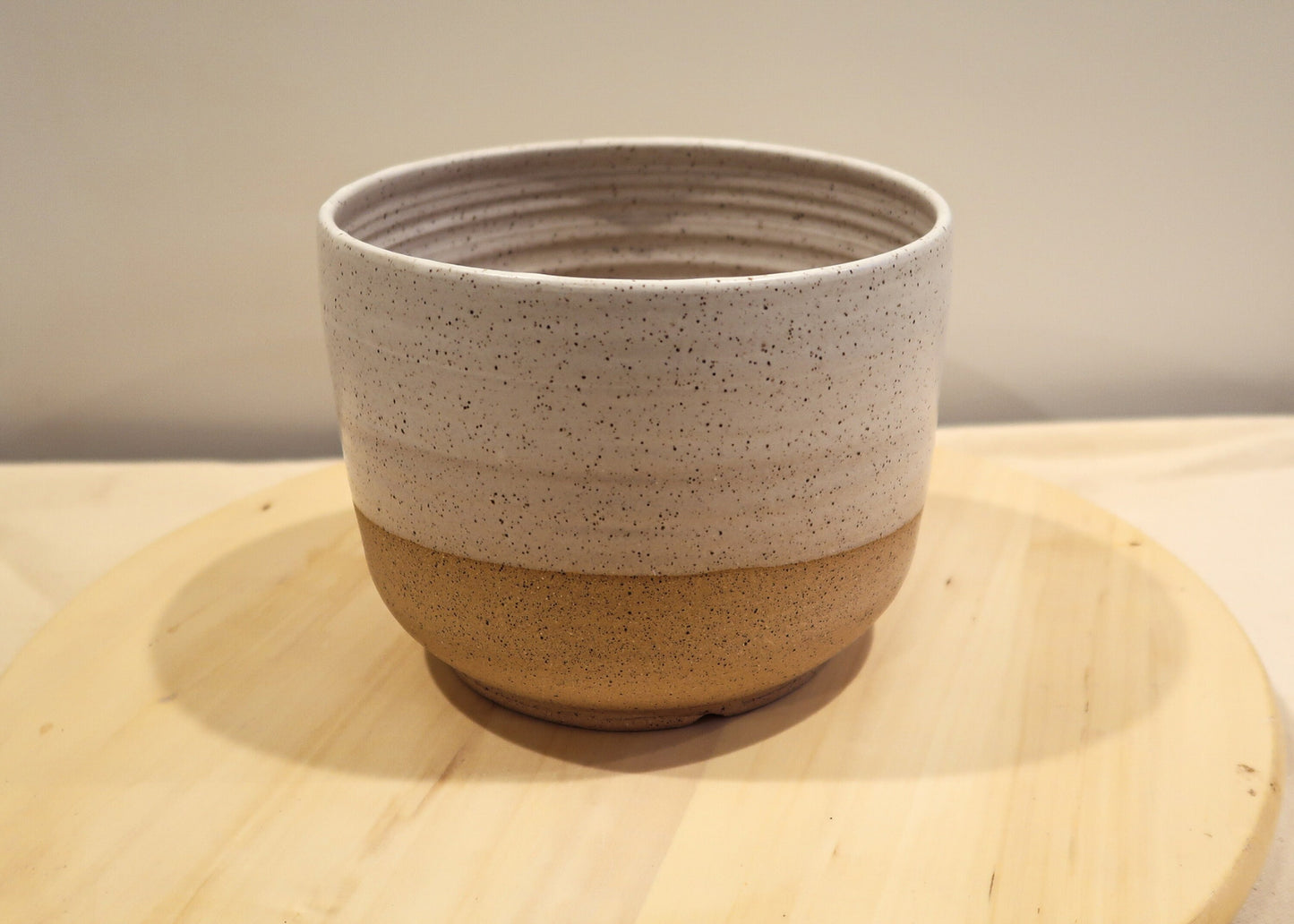 Seconds - Round Bottom Planter with Drainage Hole -  Speckled White - Handmade Ceramic
