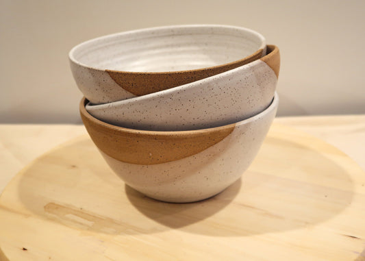 SALE! 50% off Seconds - Angled Bowl - Speckled White - Handmade Ceramic