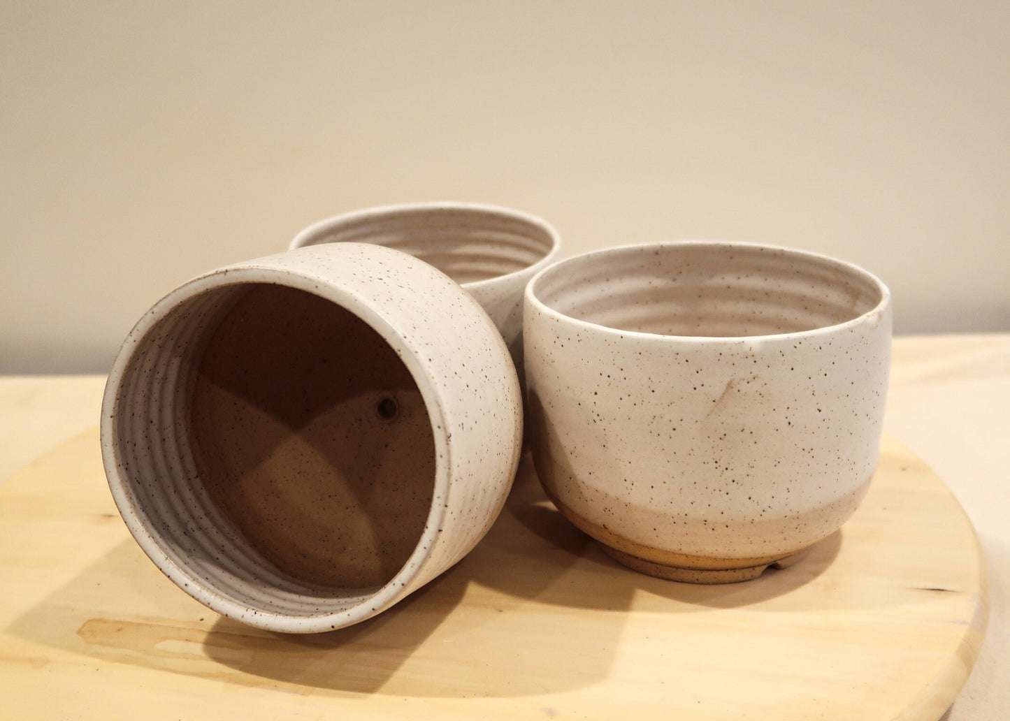 Seconds - Round-Bottom Pot and Saucer - White - Handmade Ceramic