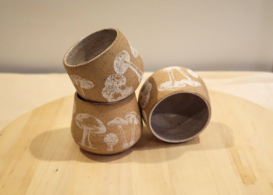 SALE! 50% off Seconds - Mushroom Espresso Cup - Speckled Finish - Handmade Coffee Mug - Small Tumbler