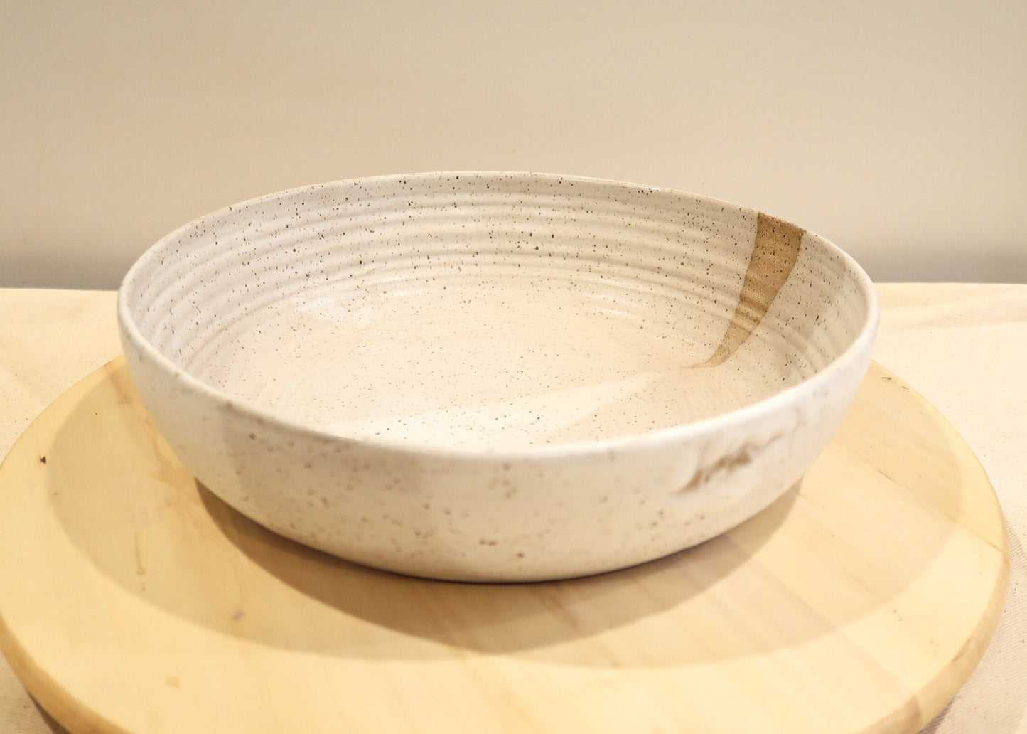 Seconds - Criss-Cross Wide-Bottom Blate - Whites - Handmade Ceramic Kitchenware