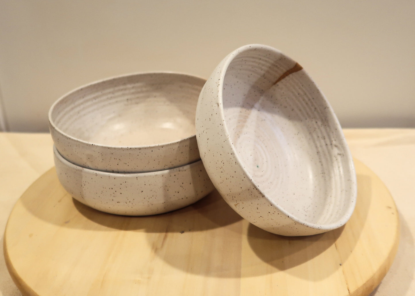 SALE! 50% off Seconds - Criss-Cross Wide-Bottom Bowl - White - Handmade Ceramic Kitchenware