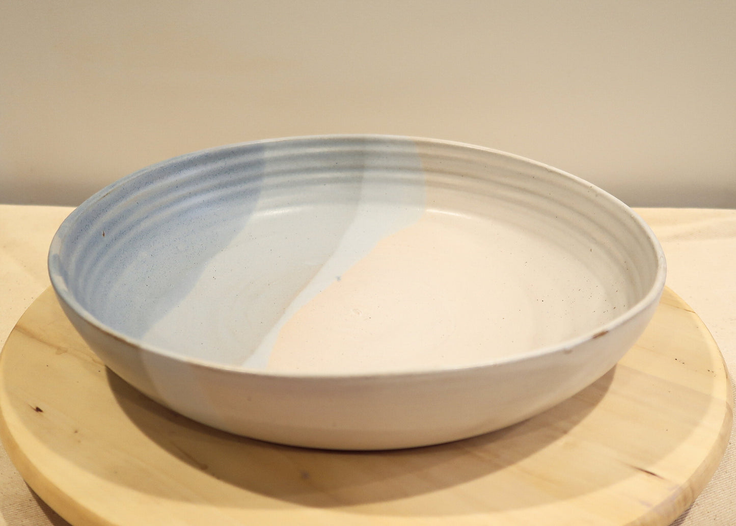 Seconds - Criss-Cross Wide-Bottom Serving Blate - Blues - Handmade Ceramic Kitchenware