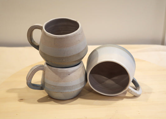 Seconds - Criss-Cross Angled Espresso Mug - Blues - Handmade Ceramic Kitchenware