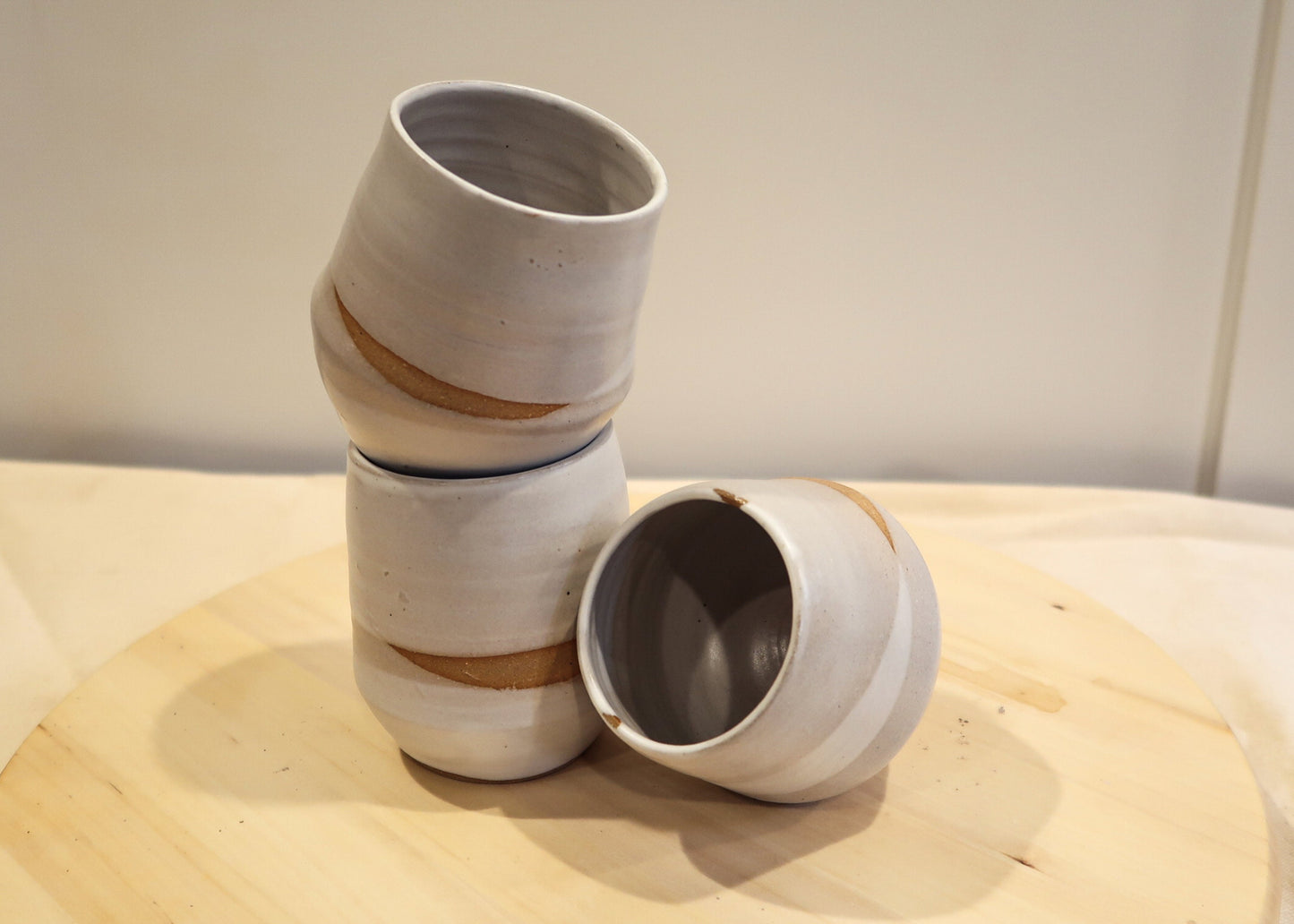 Seconds - Criss-Cross Angled Tumbler - White - Handmade Ceramic Kitchenware