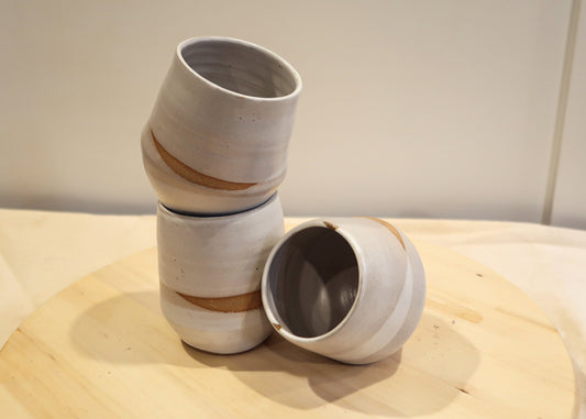 Seconds - Criss-Cross Angled Tumbler - White - Handmade Ceramic Kitchenware