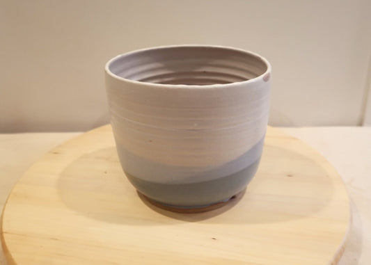 Seconds - Round Bottom Planter with Drainage Hole -  Ocean Blues - Handmade Ceramic