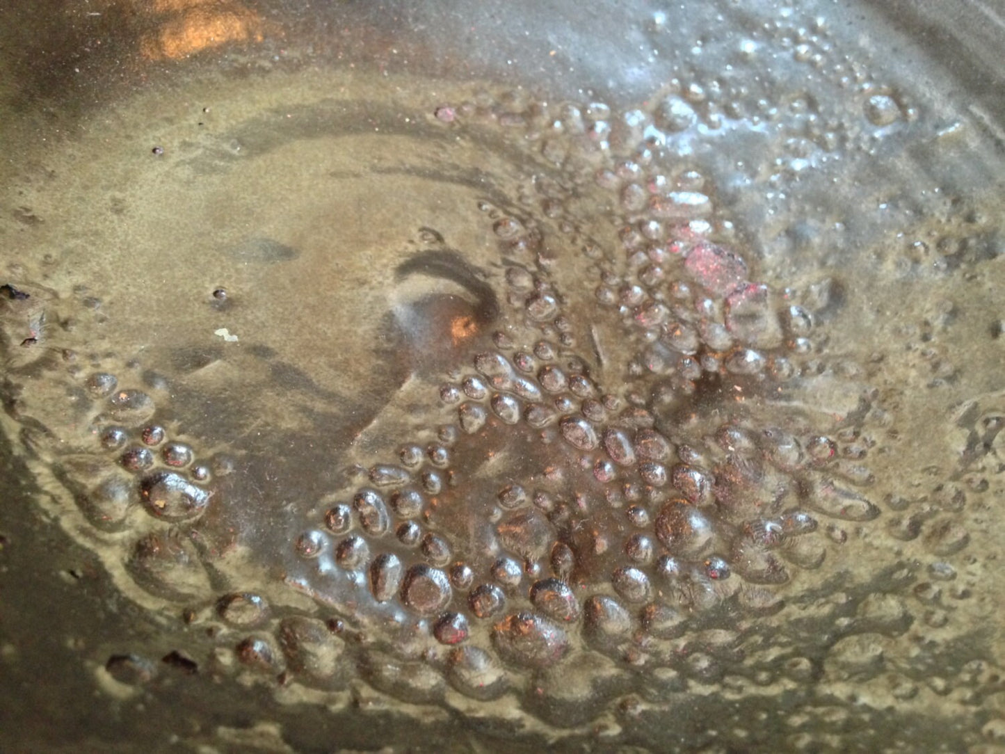 Large wide black metallic and clear glaze bowl