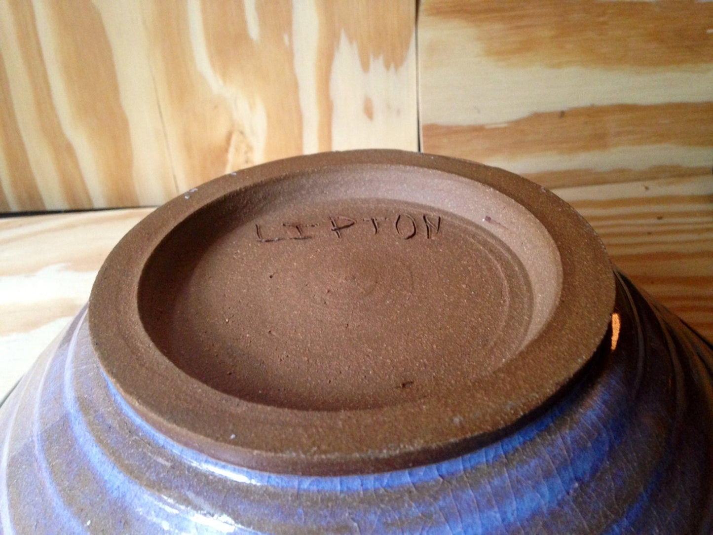 Large wide black metallic and clear glaze bowl