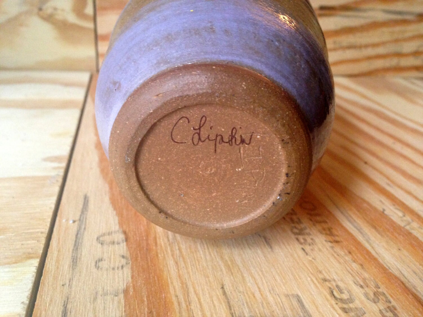 handmade Purple and black ceramic mug