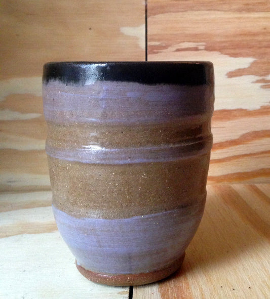 handmade Purple and black ceramic mug
