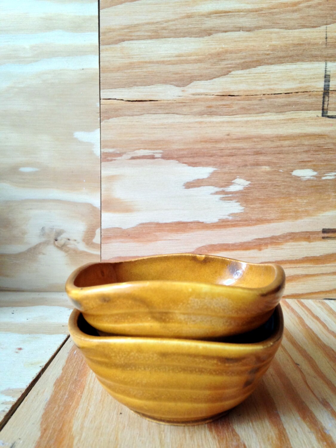 handcrafted yellow square ceramic ramekins (set of two)