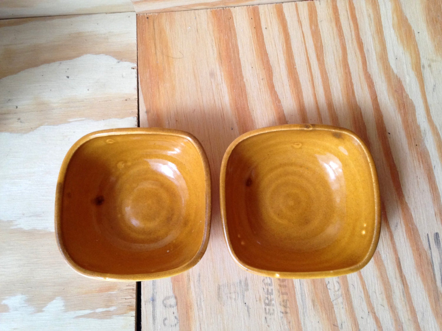 handcrafted yellow square ceramic ramekins (set of two)