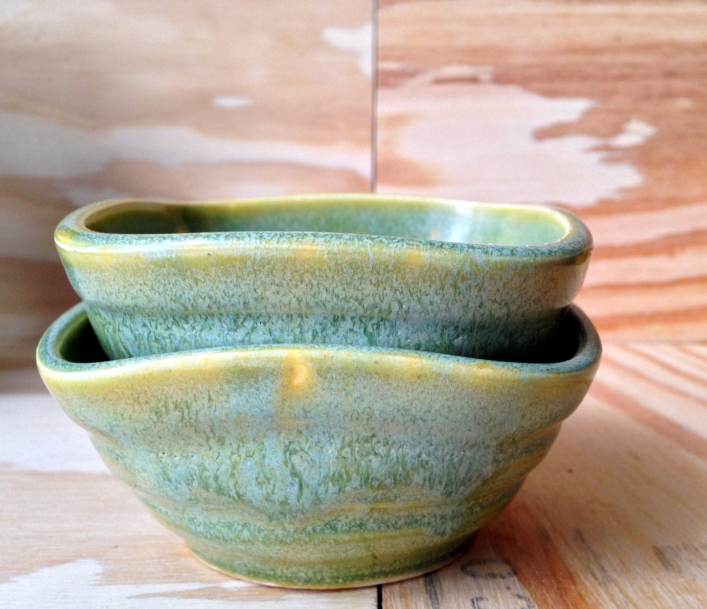 handcrafted turqiouse green square ceramic ramekins (set of two)