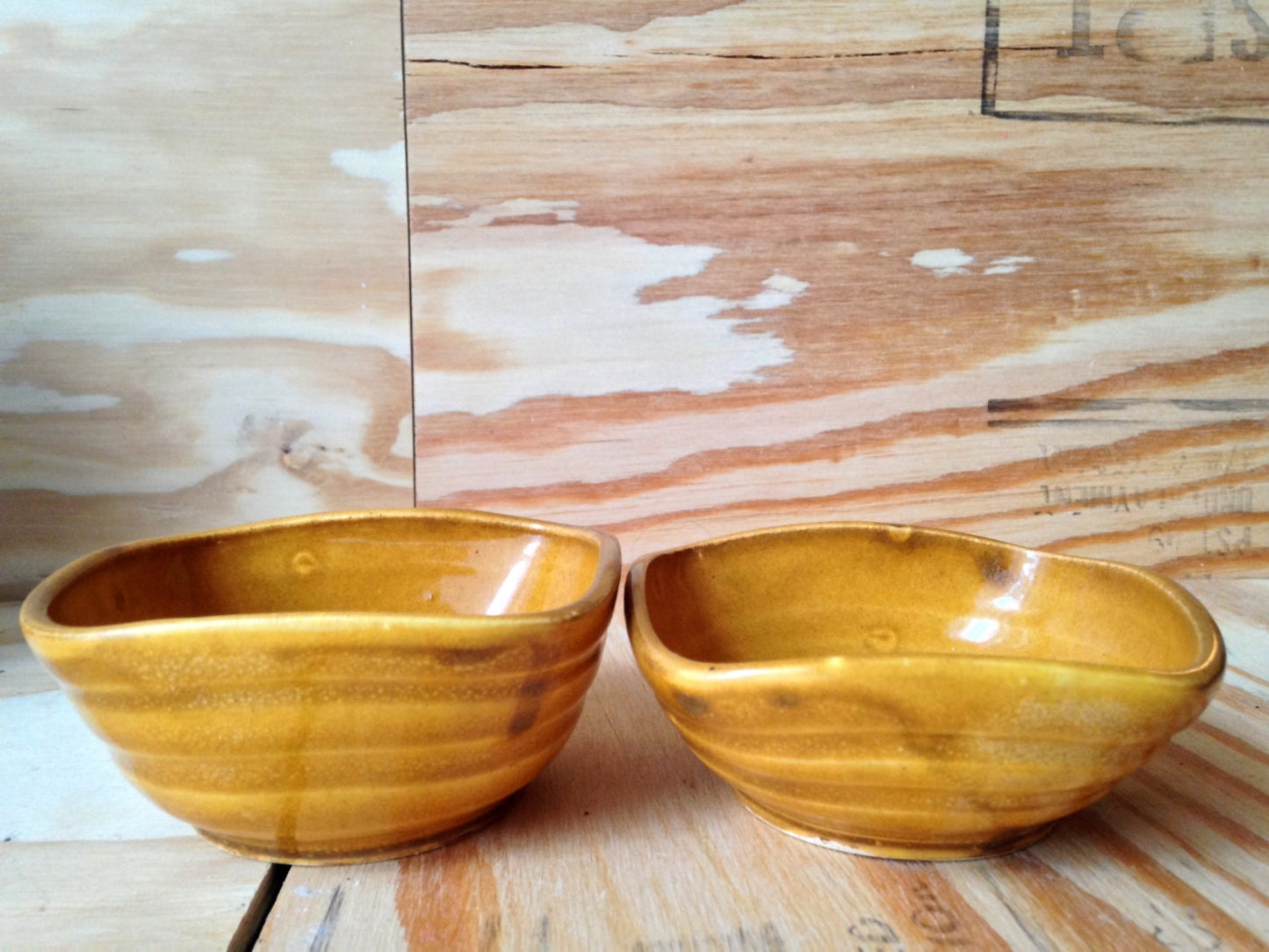 handcrafted yellow square ceramic ramekins (set of two)