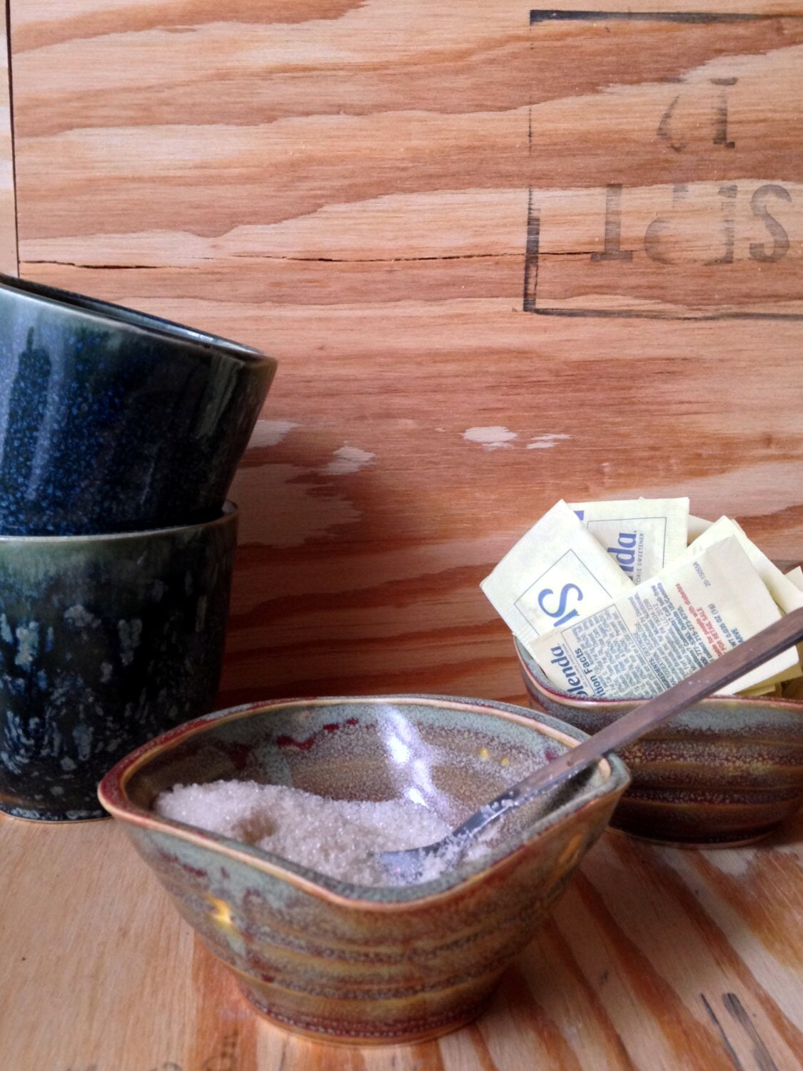 handcrafted speckeled brown red square ceramic ramekins (set of two)