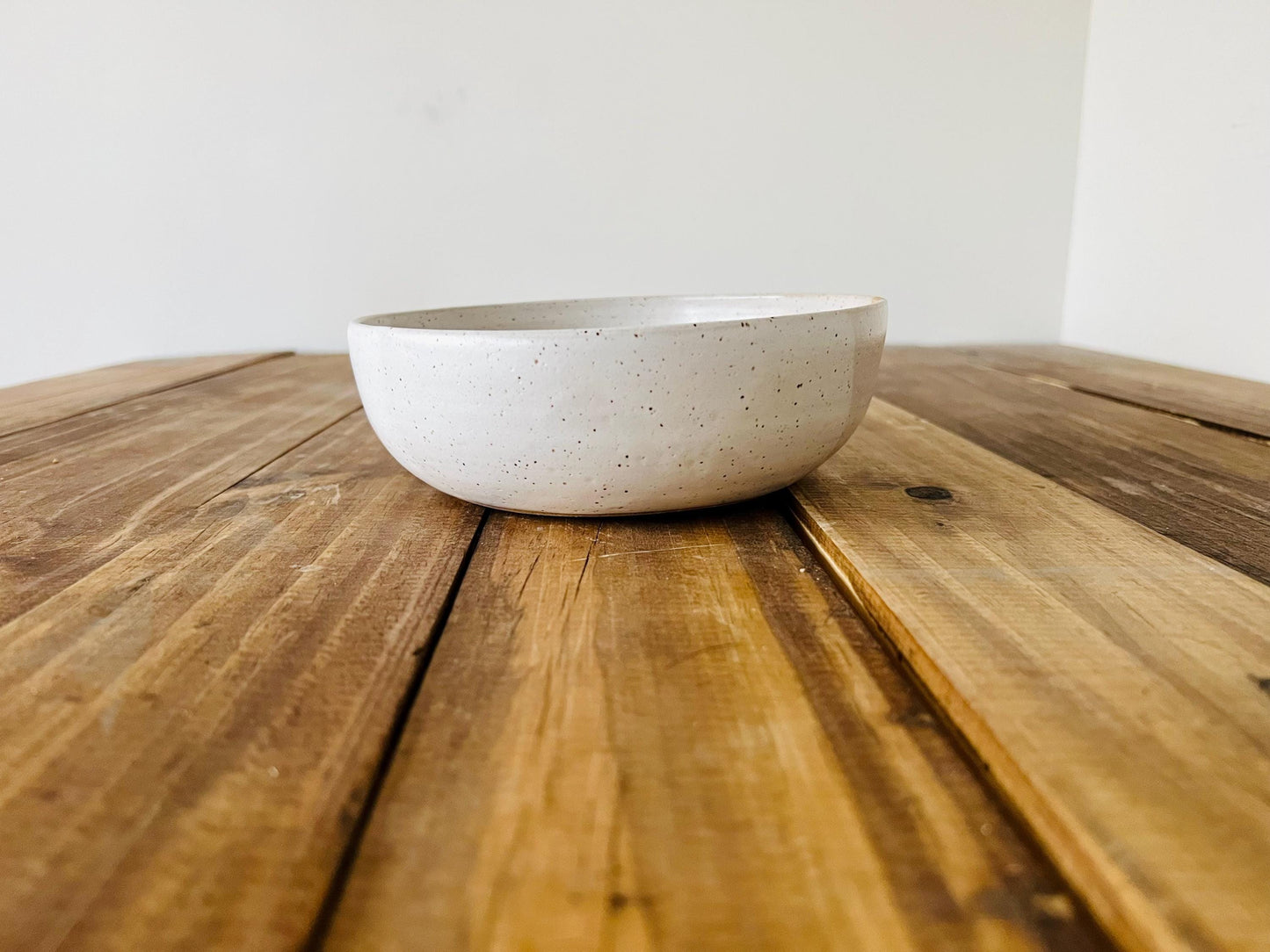 SALE! 50% OFF! Handmade Criss-Cross Wide-Bottom Bowl  Unique Ceramic Kitchenware in Warm White Glaze