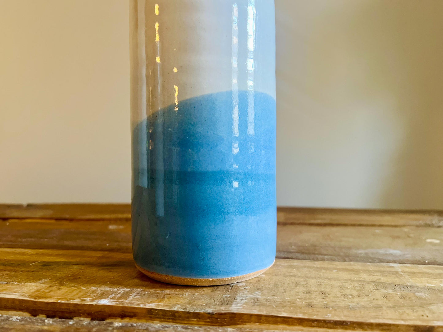 50% off - Handmade Criss-Cross Tall Cylinder Vase  Unique Ceramic Vase in Glossy white or glossy blues!