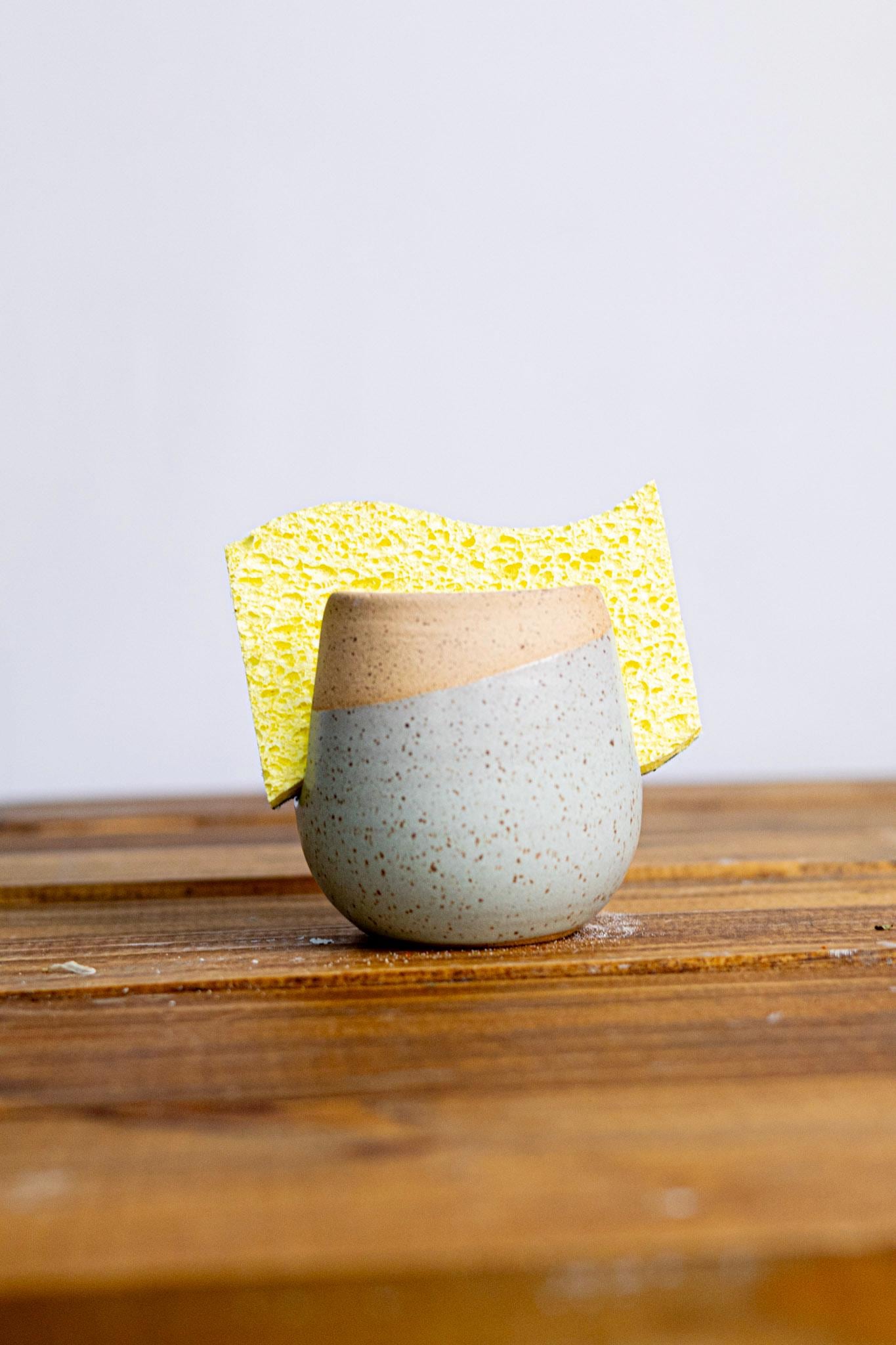 Handmade Ceramic Sponge Holder: Modern Kitchen Sink Organizer