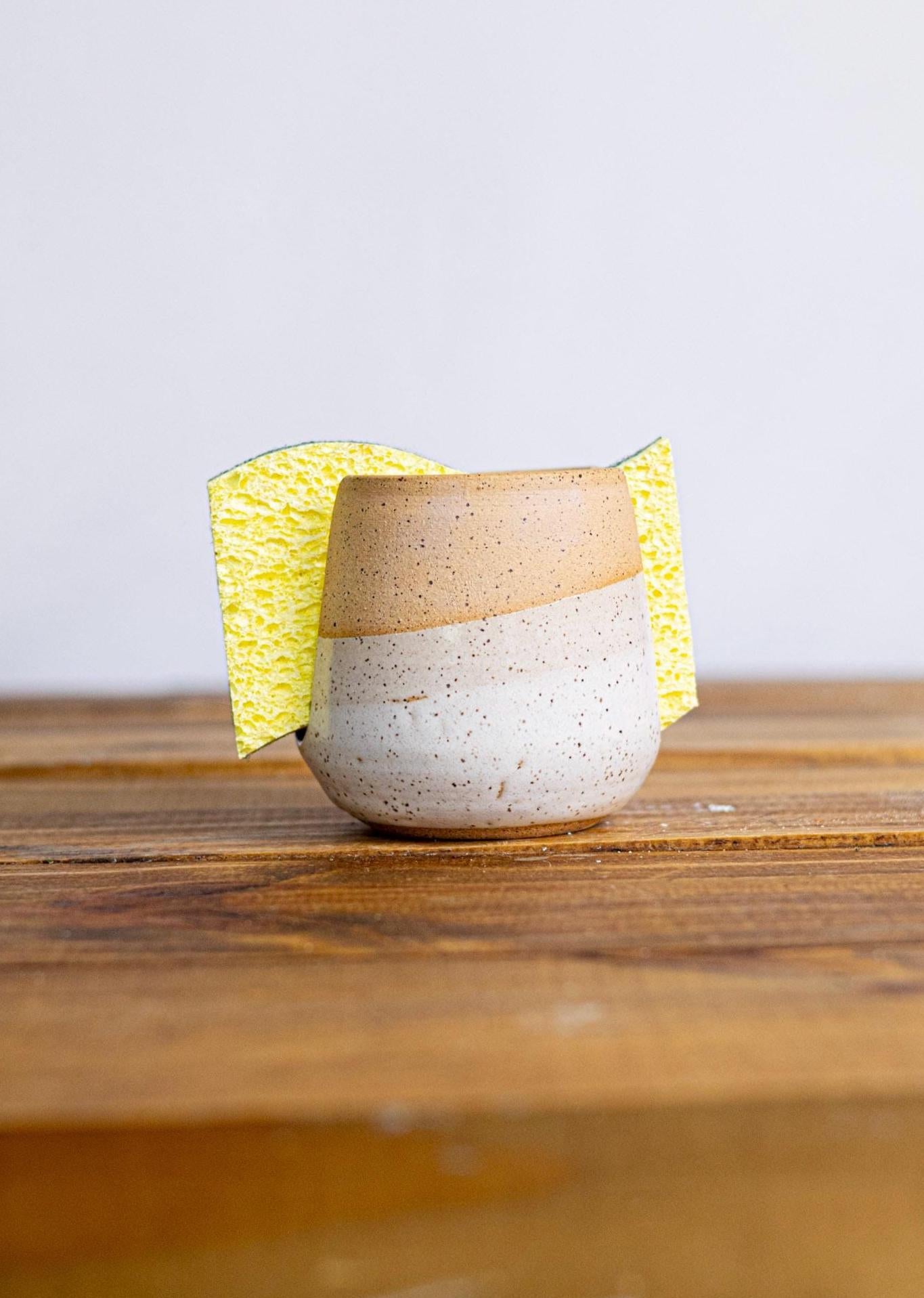 Handmade Ceramic Sponge Holder: Modern Kitchen Sink Organizer