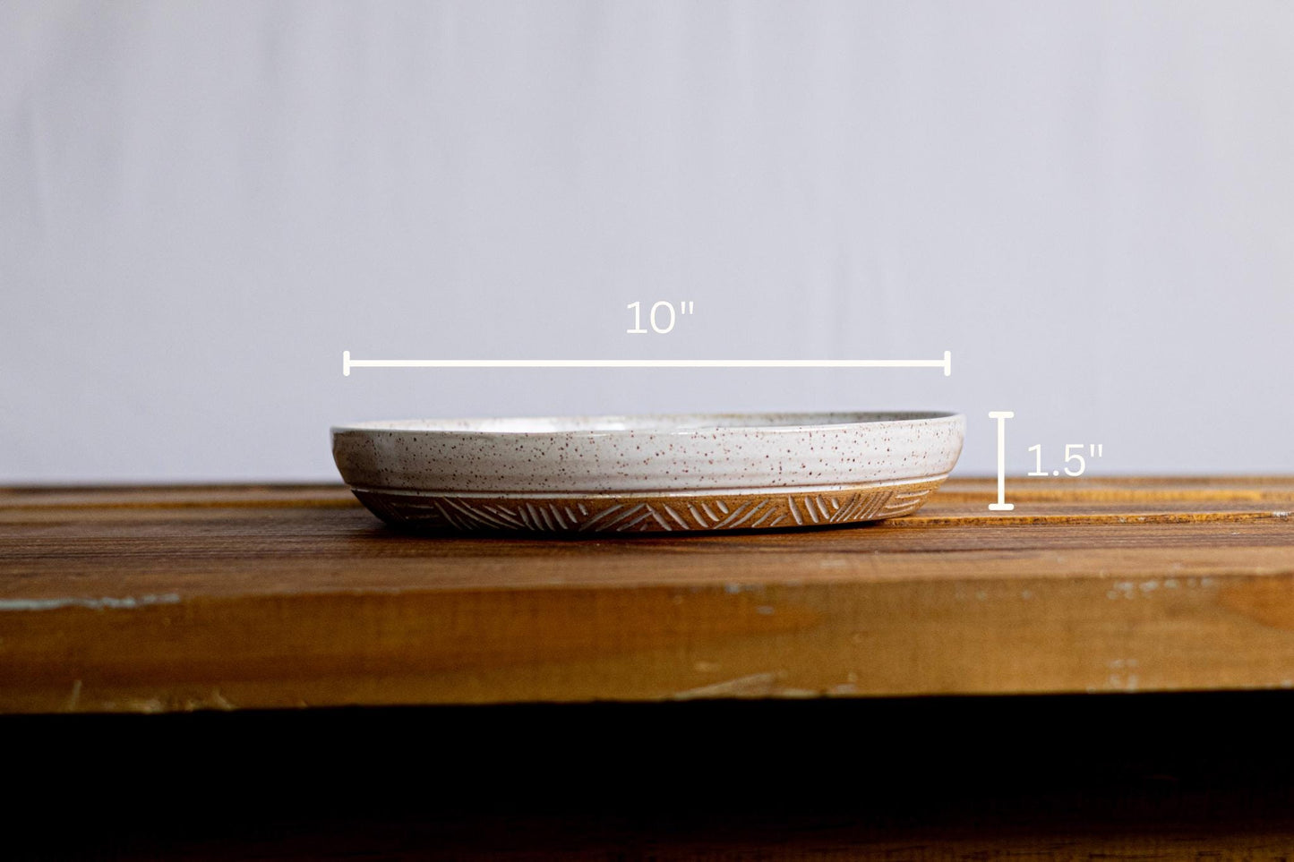 Handmade "Blate"  Ceramic Kitchenware  Modern line pattern- Bowl-like Plate  Hand-Carved Stoneware Deep Plate