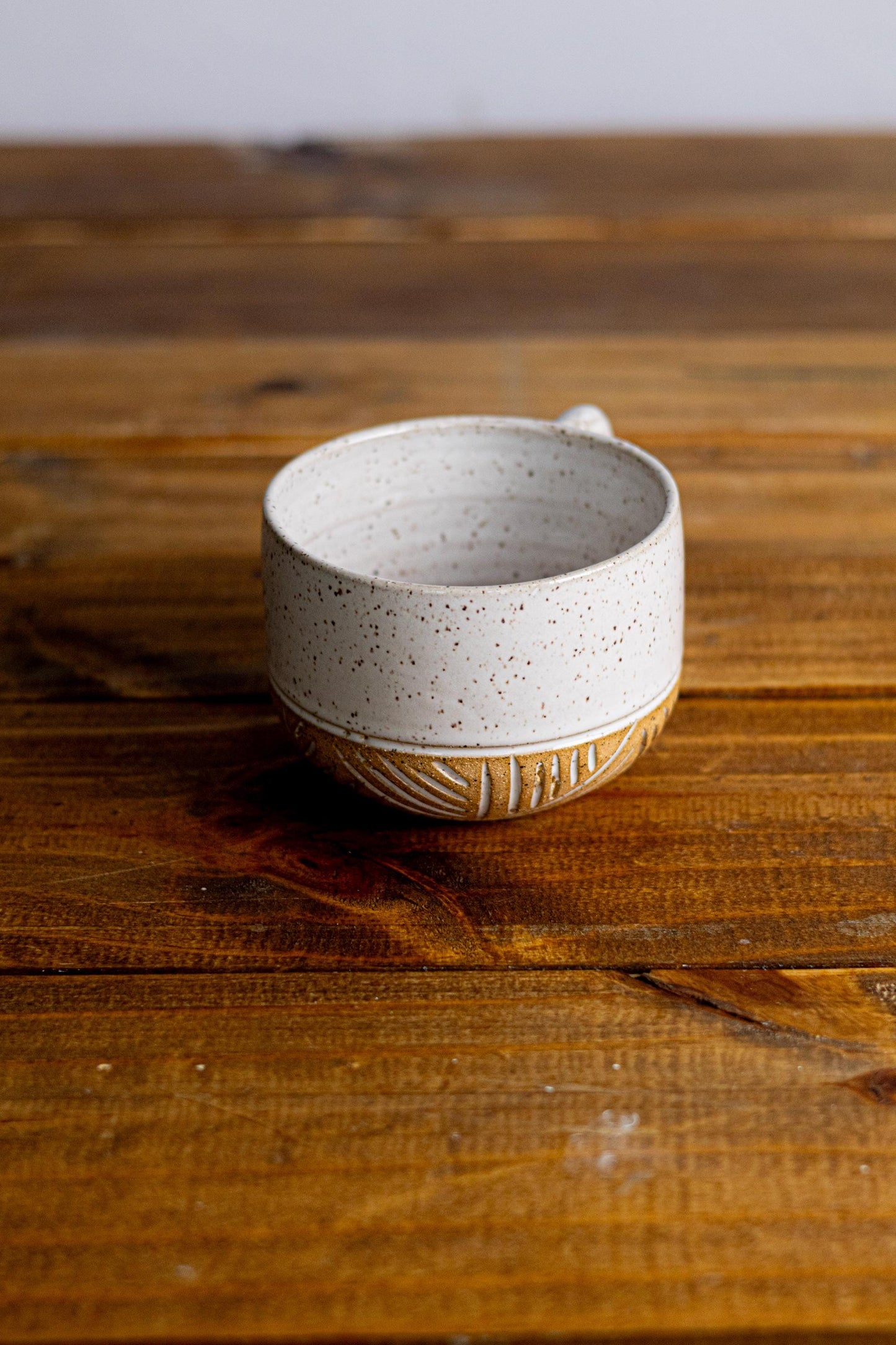 Hand-Carved Ceramic Coffee Mug: Large Stoneware Pottery Cup
