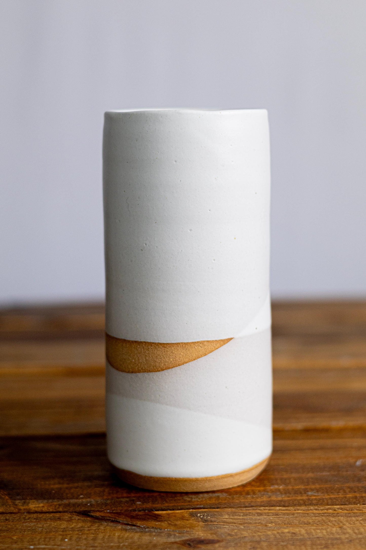 Handmade Criss-Cross Tall Cylinder Vase  Unique Ceramic Flower vase