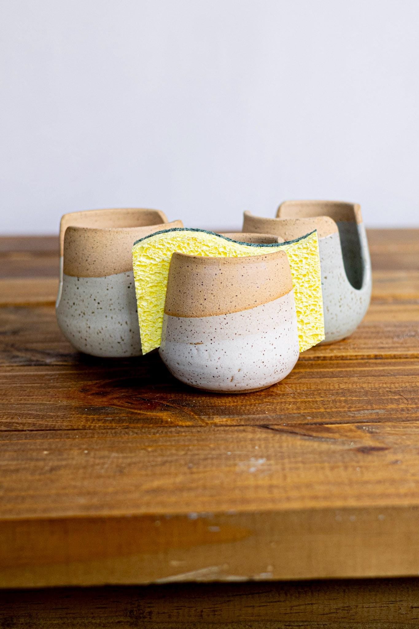 Handmade Ceramic Sponge Holder: Modern Kitchen Sink Organizer