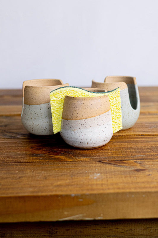 Handmade Ceramic Sponge Holder: Modern Kitchen Sink Organizer