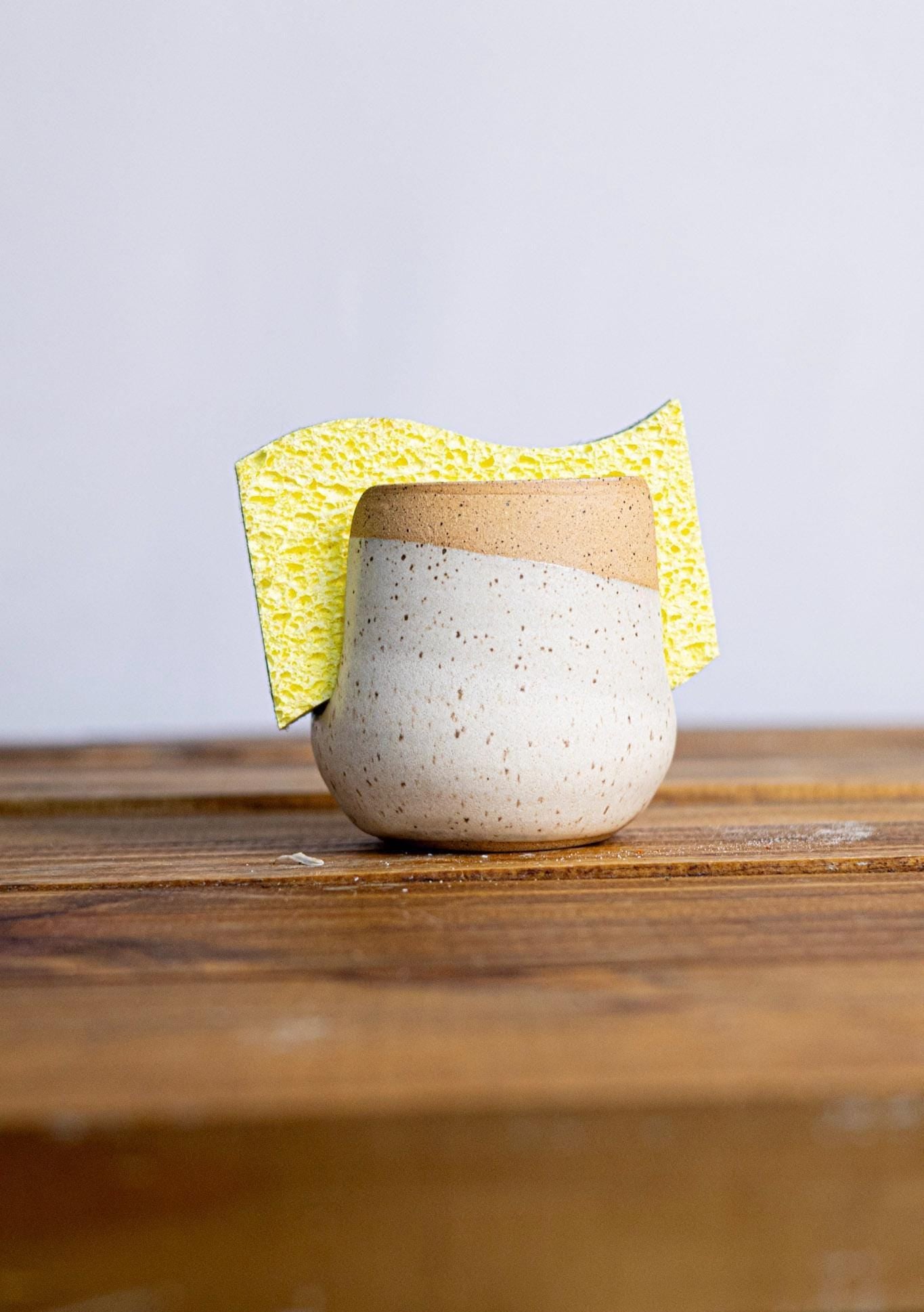 Handmade Ceramic Sponge Holder: Modern Kitchen Sink Organizer