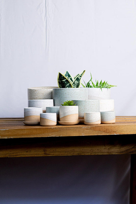 Round Bottom Planter and Saucer - Handmade Ceramic planter- size options