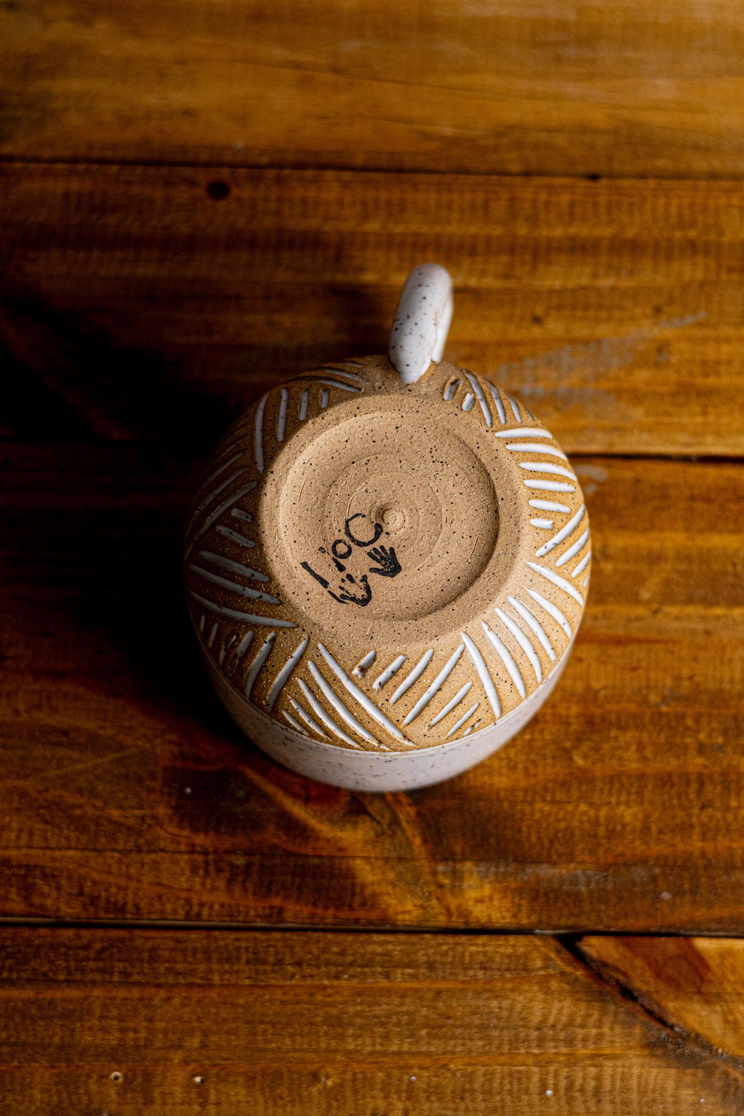 Hand-Carved Ceramic Coffee Mug: Large Stoneware Pottery Cup