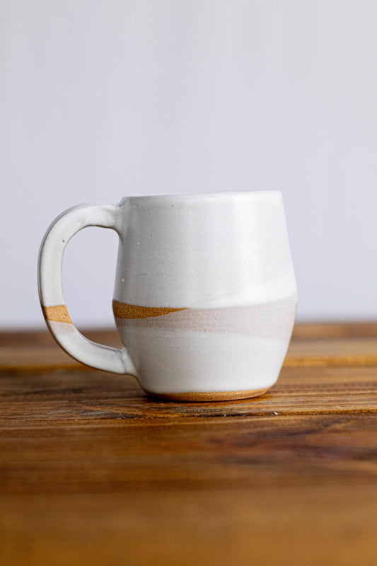 Handmade Criss-Cross Angled Mug  Unique Ceramic Kitchenware- 12 ounce coffee mug