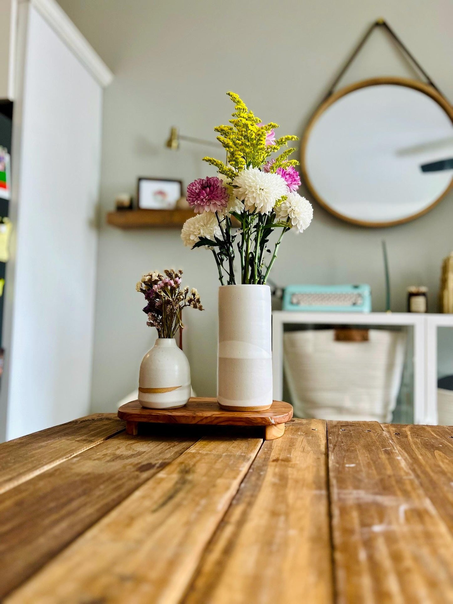 Handmade Criss-Cross Tall Cylinder Vase  Unique Ceramic Flower vase