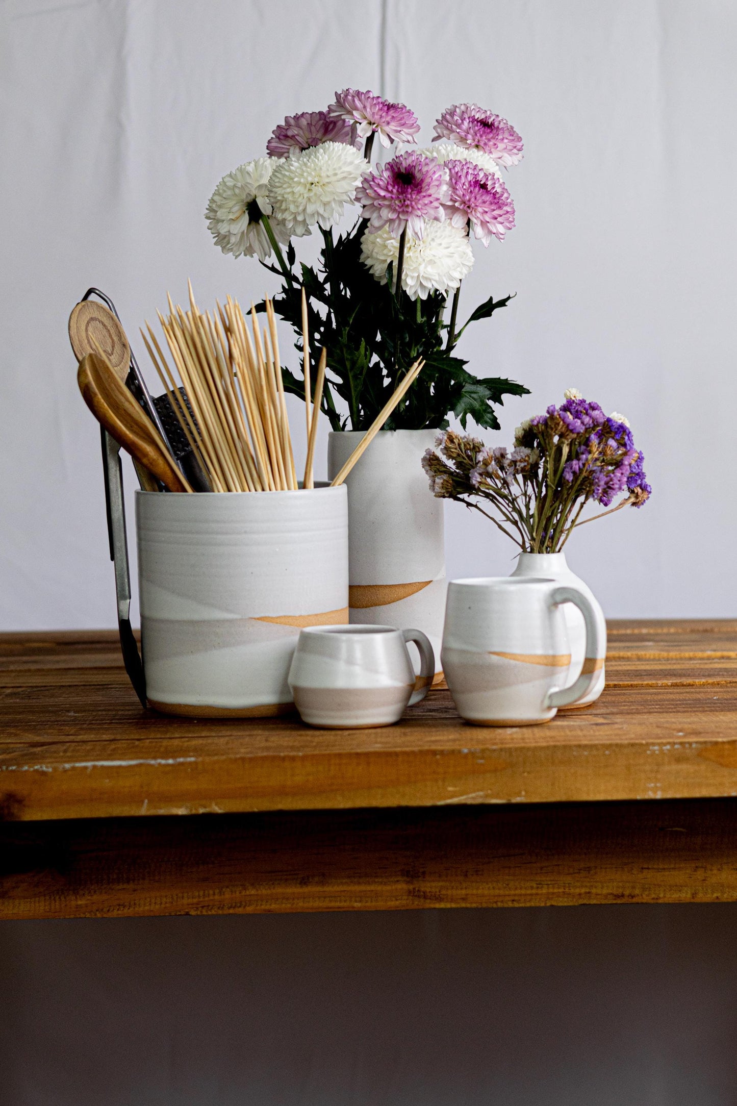 Handmade Criss-Cross Tall Cylinder Vase  Unique Ceramic Flower vase