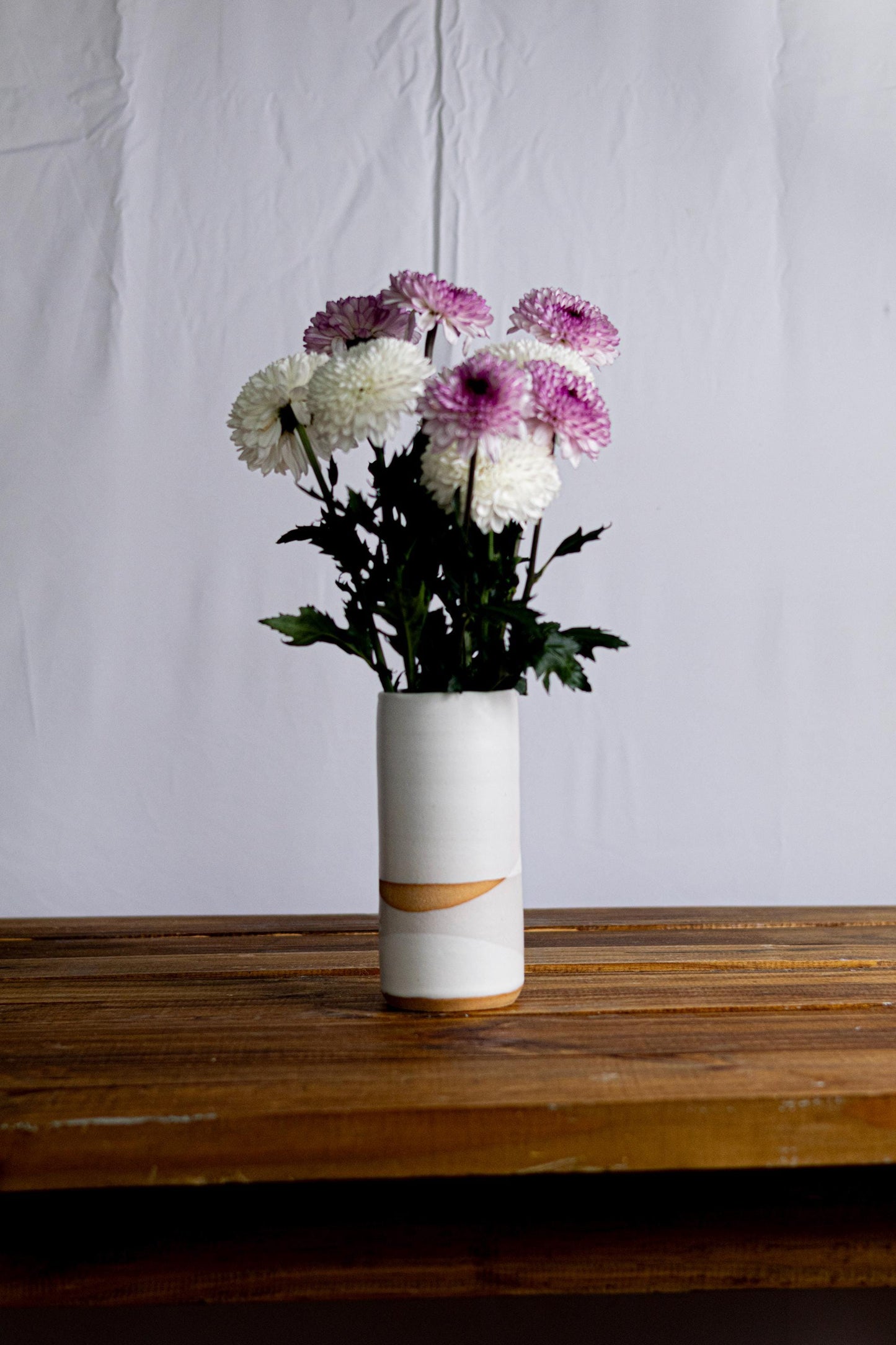 Handmade Criss-Cross Tall Cylinder Vase  Unique Ceramic Flower vase
